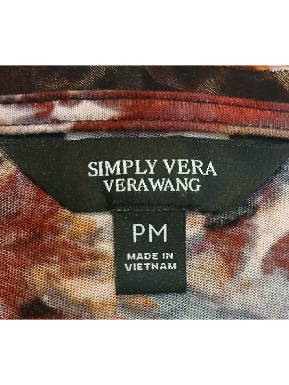 Simply Vera Vera Wang PM Floral Top With Sheer Hem 100% Rayon Lt Weight D-28 - Picture 3 of 8